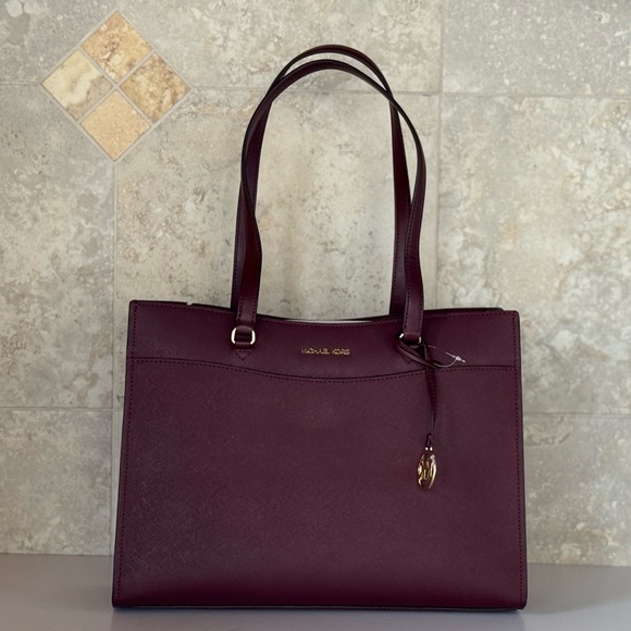 Michael Kors Jet Set Large Multifunction Laptop Tote Oxblood - Picture 1 of 9